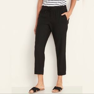 Old Navy Womens Mid-Rise Cropped Linen-Blend Pants